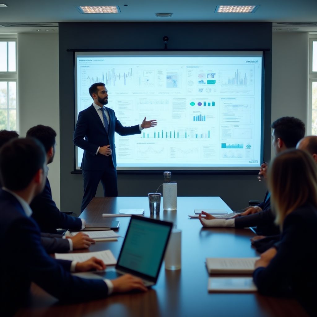 Consultor presentando a un cliente