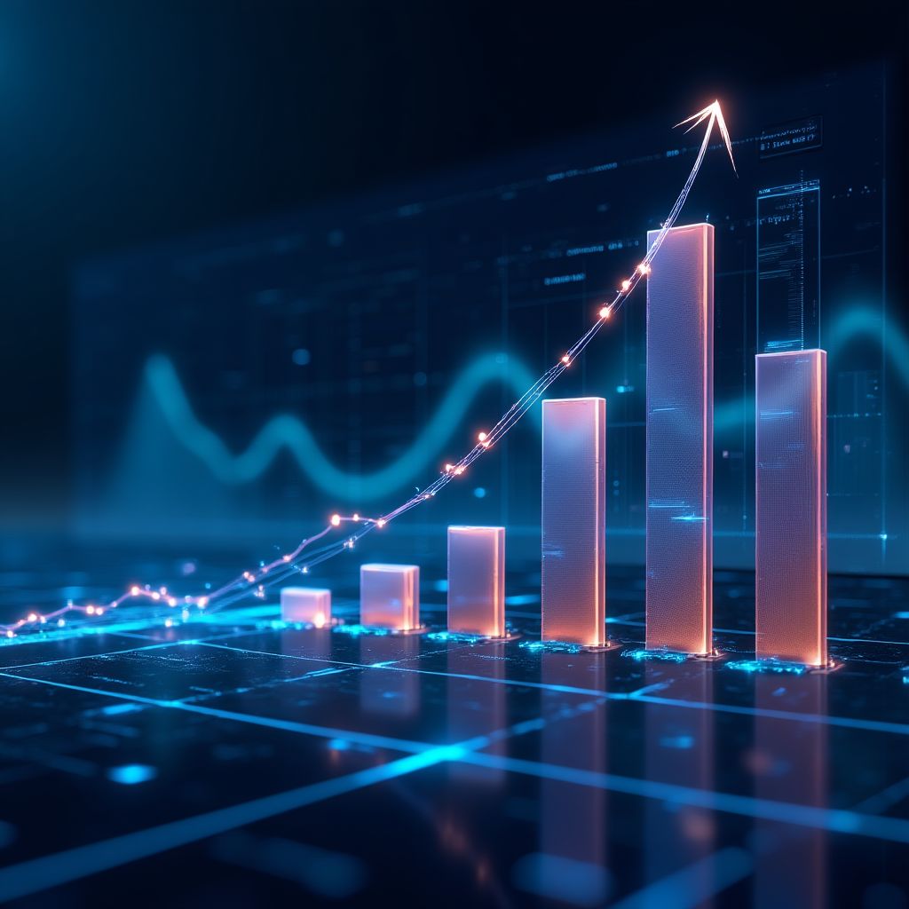 Gráficos de crecimiento de una empresa de tecnología